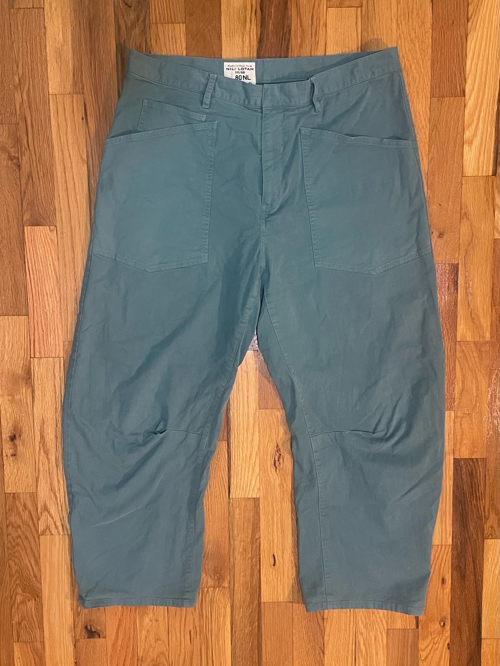 Nili Lotan Shon Cotton Barrel Pants Green Size 12